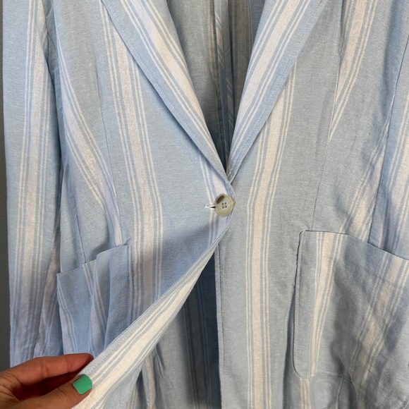 NWT Caslon Light Blue Striped linen Blazer - Picture 10 of 10
